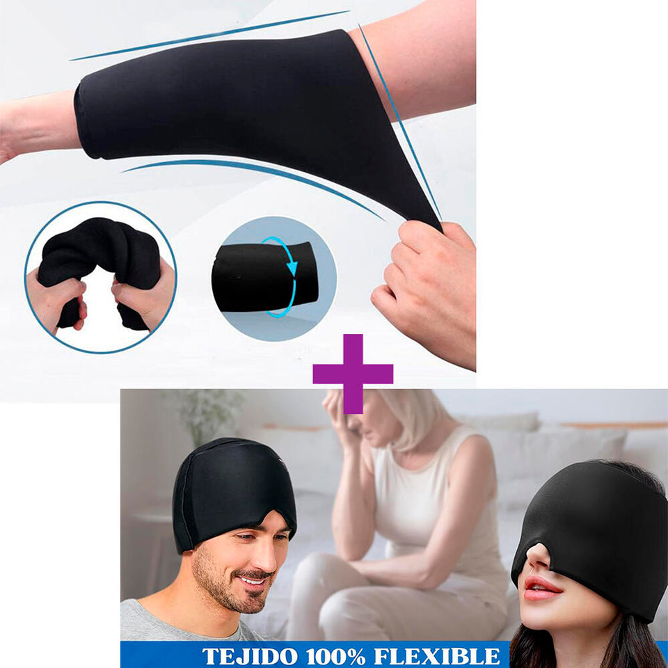 Pack antidolor (Gorro y Almohadilla de gel para rodillas y cotos en el tratamiento de dolor)