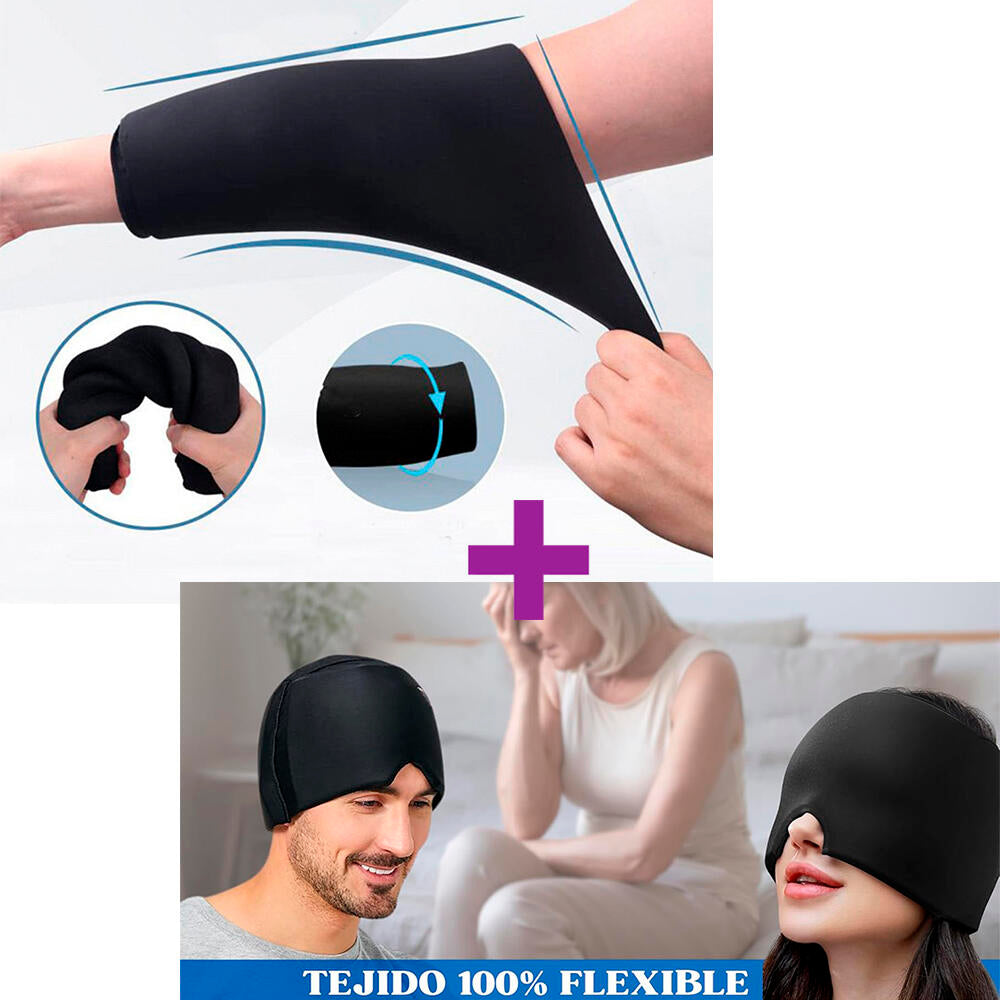 Pack antidolor (Gorro y Almohadilla de gel para rodillas y cotos en el tratamiento de dolor)